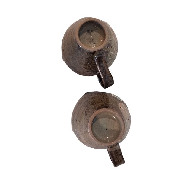 Lotus Flower Lily Pad Coarse Clay Cups Mugs Set Of 2 - Picture 4 of 8